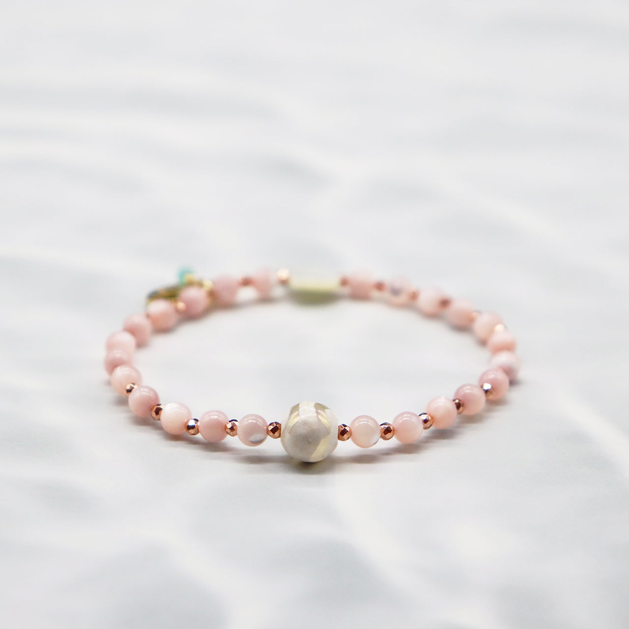 【Lovely Zoo】水紋天珠×マザーオブパール ブレスレット