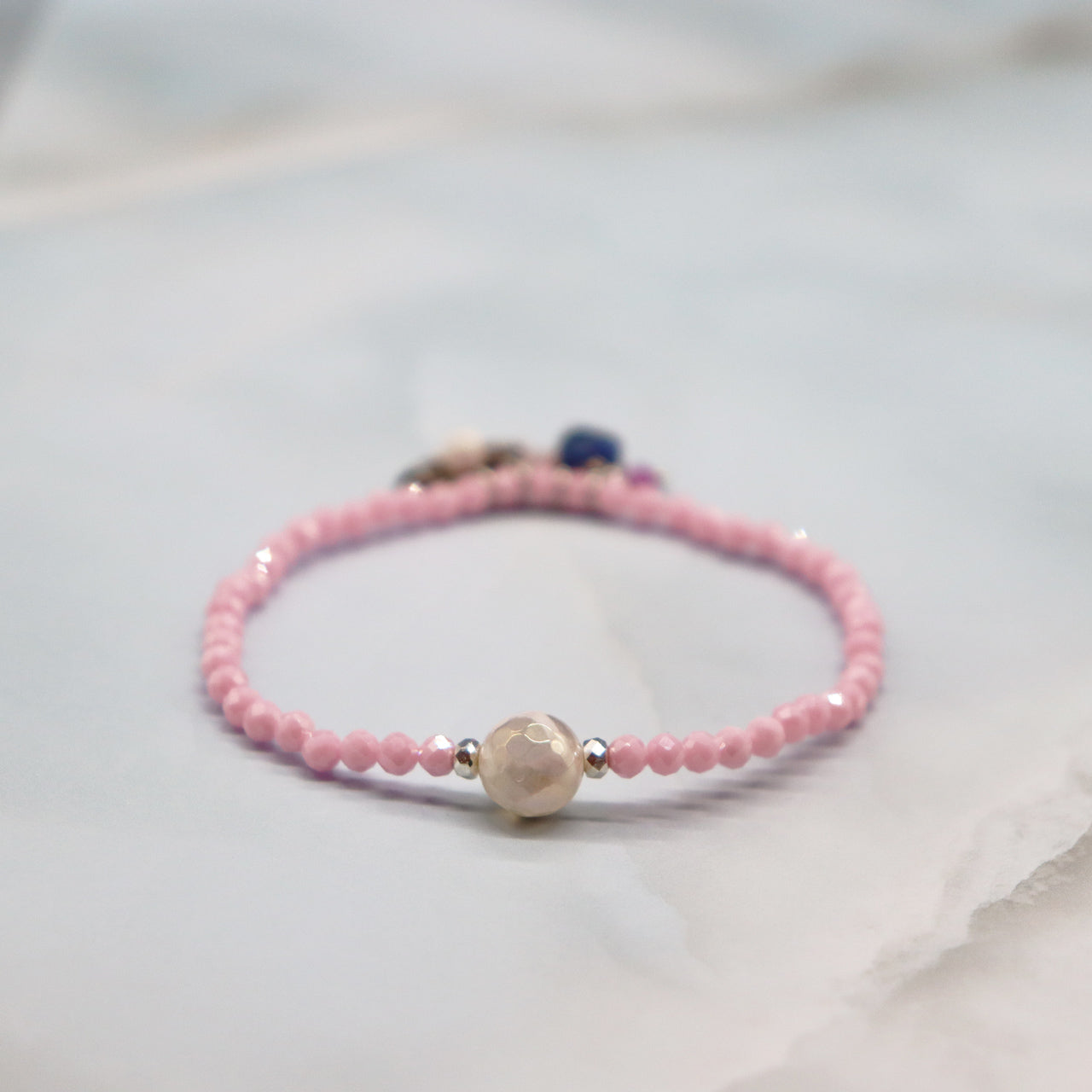 【Starry Sky Fragment】亀甲天珠×ラピスラズリ×ジルコニア×マグネサイト ブレスレット