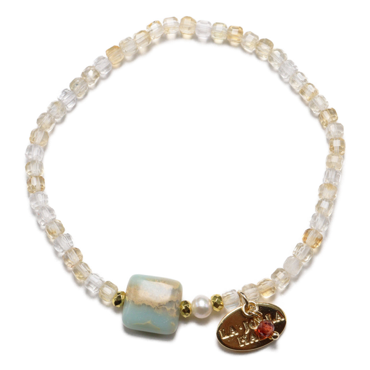 【Like a Honey Candy】シトリン×インプレッションストーン×パール ブレスレット
