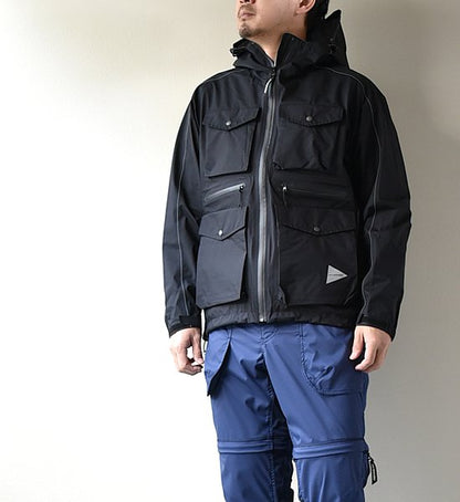 ★40%off【and wander】 アンドワンダー men's 3L rip stop jacket ”Black”