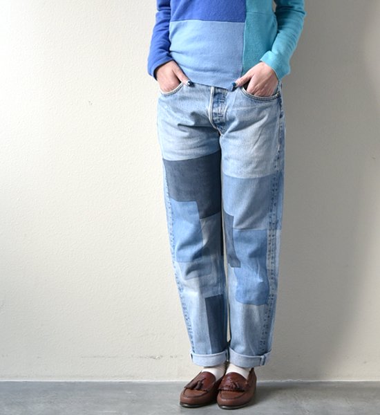 【yoused】 ユーズド Spray art denim Pants "Blue"