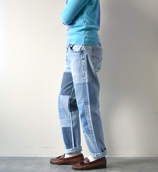 【yoused】 ユーズド Spray art denim Pants "Blue"