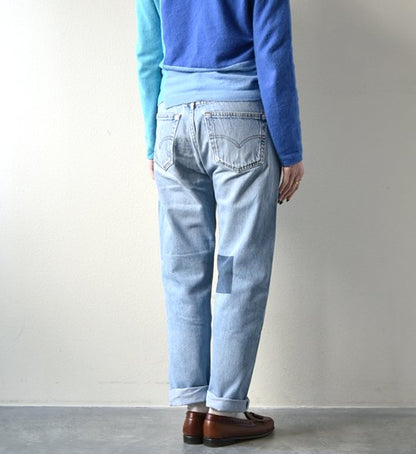 【yoused】 ユーズド Spray art denim Pants "Blue"