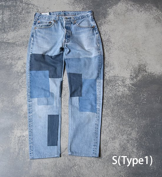 【yoused】 ユーズド Spray art denim Pants "Blue"