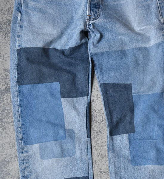 【yoused】 ユーズド Spray art denim Pants "Blue"