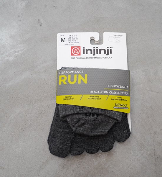 【injinji】インジンジ Run Lightweight No-Show nuwool "Gray" ※ネコポス可