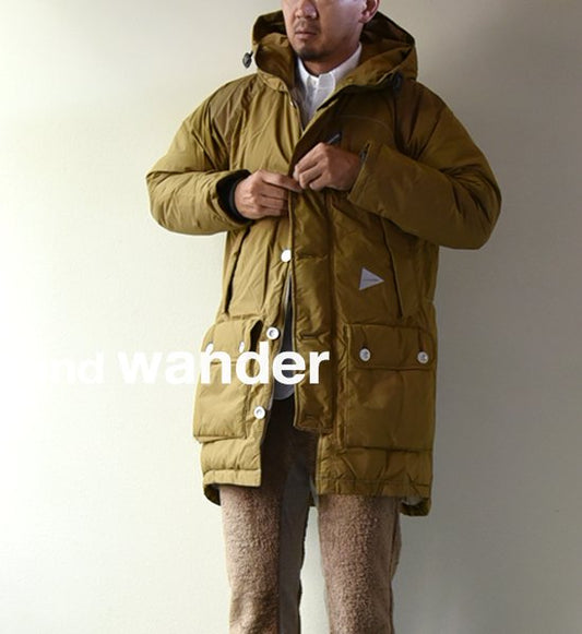 ★30%off 【and wander】アンドワンダー men's tough down coat "Camel"