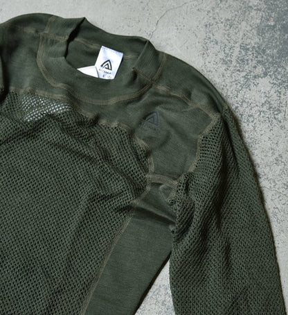 【ACLIMA】アクリマ men's Wool Net Crew Neck "Olive Night"