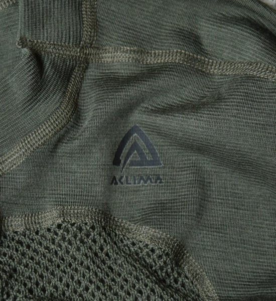 【ACLIMA】アクリマ men's Wool Net Crew Neck "Olive Night"