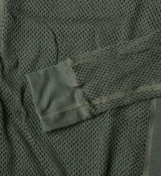 【ACLIMA】アクリマ men's Wool Net Crew Neck "Olive Night"