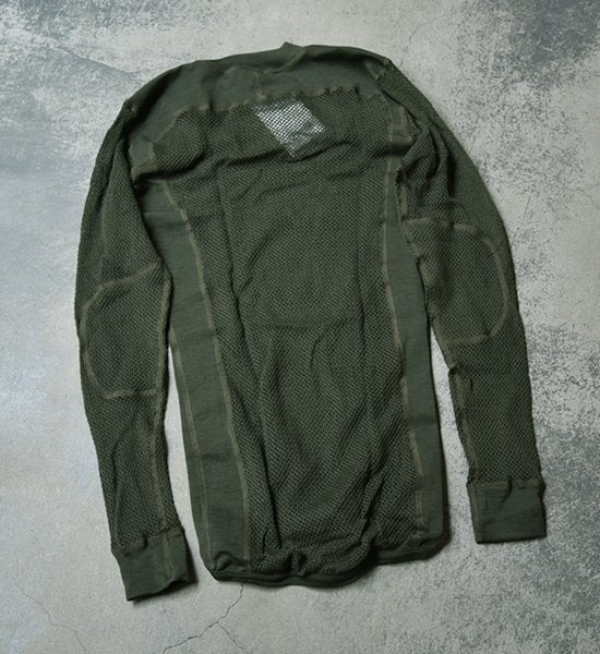 【ACLIMA】アクリマ men's Wool Net Crew Neck "Olive Night"