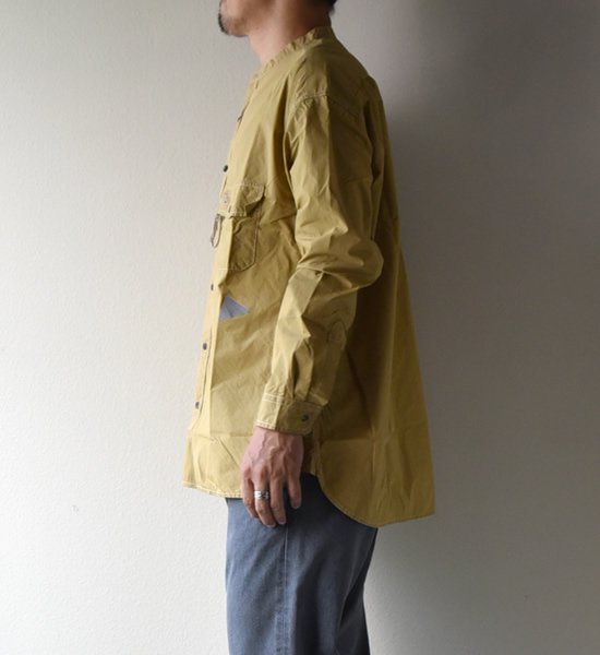 ★30%off 【and wander】アンドワンダー men's CORDURA typewriter band collar shirt "2Color”