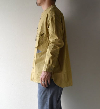 ★30%off 【and wander】アンドワンダー men's CORDURA typewriter band collar shirt "2Color”