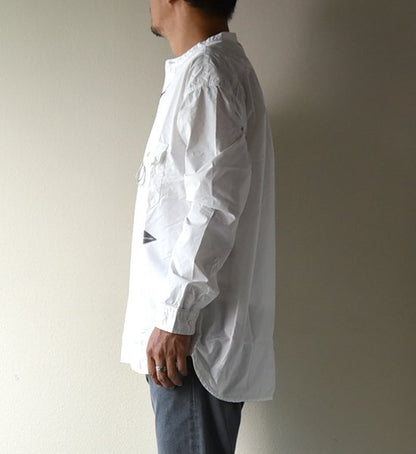 ★30%off 【and wander】アンドワンダー men's CORDURA typewriter band collar shirt "2Color”