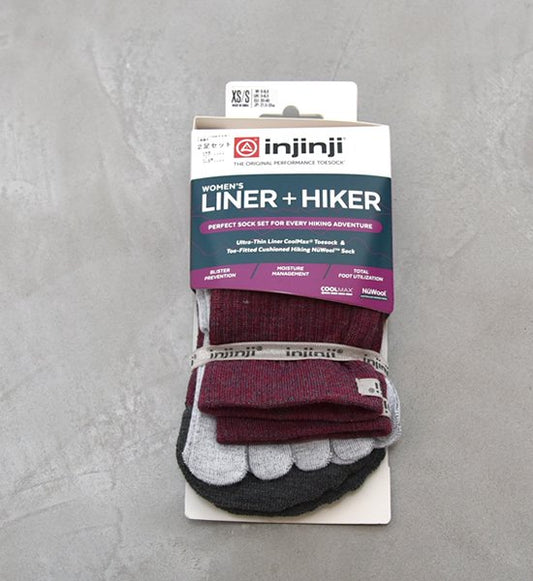 【injinji】インジンジ women's Liner＋Hiker Crew "Maroon"