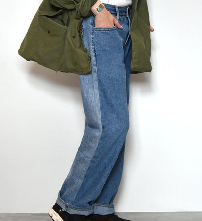 【Sunny side up】サニーサイドアップ unisex Remake 2 For 1 Denim Pants "Blue"