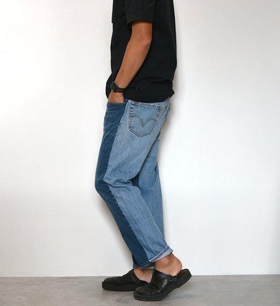 【Sunny side up】サニーサイドアップ unisex Remake 2 For 1 Denim Pants "Blue"