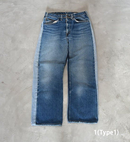 【Sunny side up】サニーサイドアップ unisex Remake 2 For 1 Denim Pants "Blue"