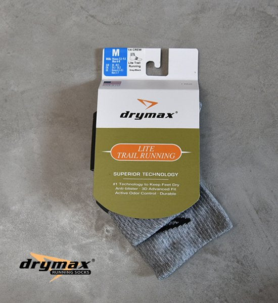 【drymax】ドライマックス Lite Trail Running 1/4 Crew "Gray×Black" ※ネコポス可