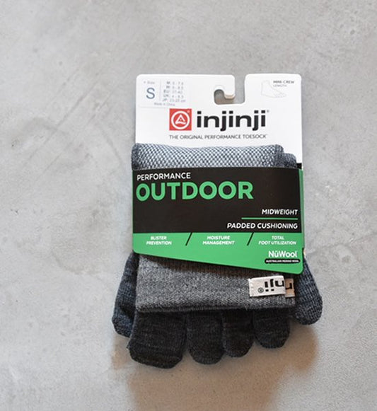 【injinji】インジンジ Outdoor Midweight Mini Crew NuWool "Charcoal" ※ネコポス可