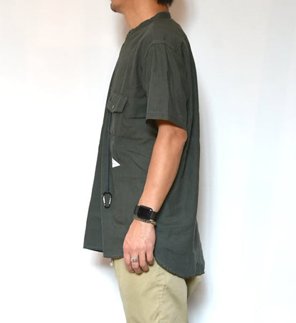 ★30%off 【and wander】アンドワンダー men's dry linen short sleeve shirt "2Color"