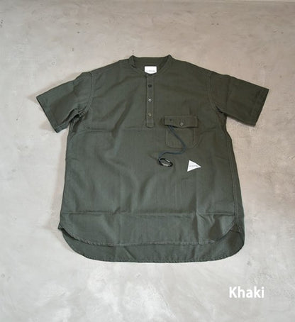 ★30%off 【and wander】アンドワンダー men's dry linen short sleeve shirt "2Color"