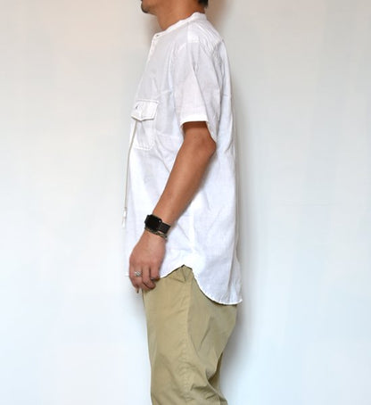 ★30%off 【and wander】アンドワンダー men's dry linen short sleeve shirt "2Color"