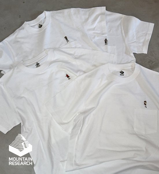 ★30%off 【Mountain Research】マウンテンリサーチ Mountain man(s) PKT. Tee "White"