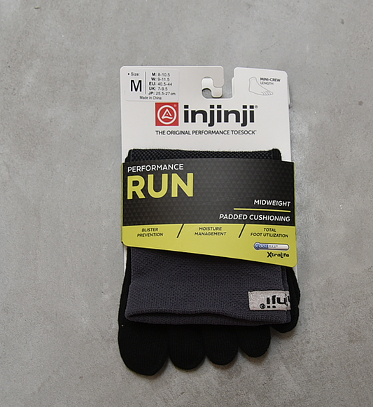 【injinji】インジンジ Run Midweight Mini Crew "Black" ※ネコポス可