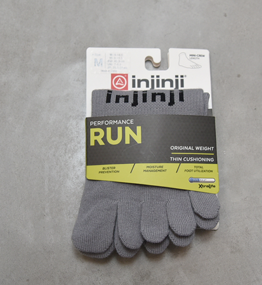 【injinji】インジンジ Run Original Weight Mini-Crew "Gray" ※ネコポス可