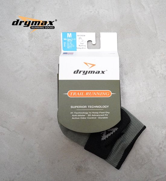 【drymax】ドライマックス Trail Running 1/4 Crew "Foliage Green×Black" ※ネコポス可