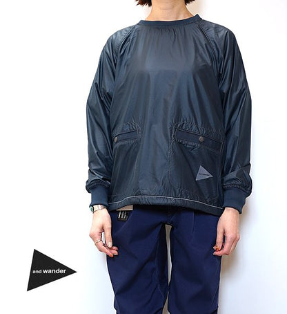 ★30%off 【and wander】アンドワンダー women's coverd rip crew neck "3Color"