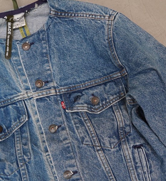 【Sunny side up】サニーサイドアップ women'ｓ 2 For 1 No Collar Denim Jacket "Blue"