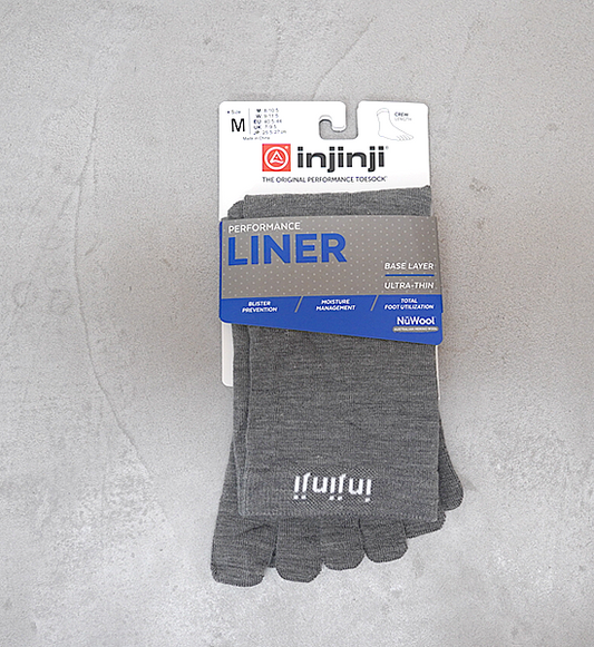 【injinji】インジンジ Liner Crew NuWool "Charcoal" ※ネコポス可