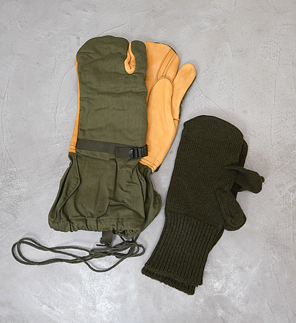 【Military】Dead Stock Trigger Mitten w/Liner "Olive"