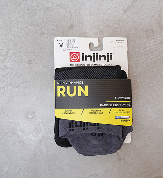 【injinji】インジンジ Run Midweight No-Show "Black×Gray" ※ネコポス可