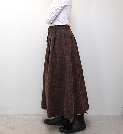 ★30%off 【and wander】アンドワンダー women's wool twill skirt "2Color"