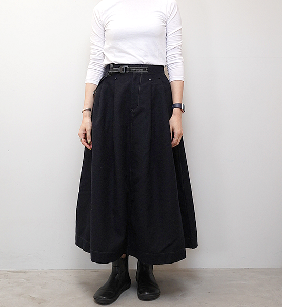 ★30%off 【and wander】アンドワンダー women's wool twill skirt "2Color"