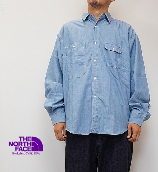 【THE NORTH FACE PURPLE LABEL】ノースフェイスパープルレーベル men's Indigo Chambray Work Shirt "Indigo Bleach"