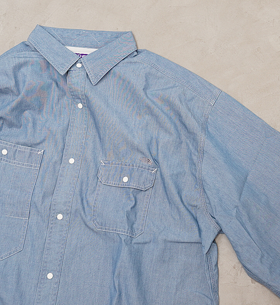 【THE NORTH FACE PURPLE LABEL】ノースフェイスパープルレーベル men's Indigo Chambray Work Shirt "Indigo Bleach"