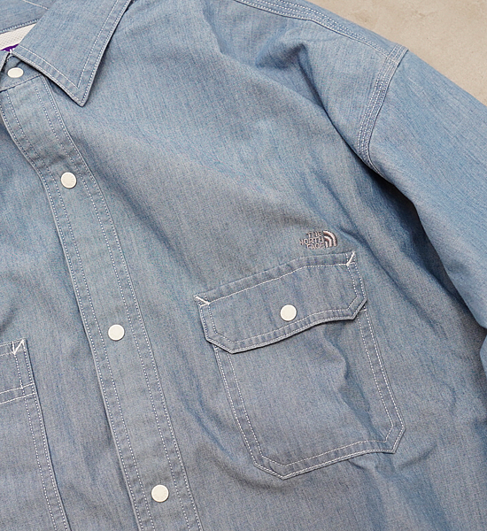 【THE NORTH FACE PURPLE LABEL】ノースフェイスパープルレーベル men's Indigo Chambray Work Shirt "Indigo Bleach"