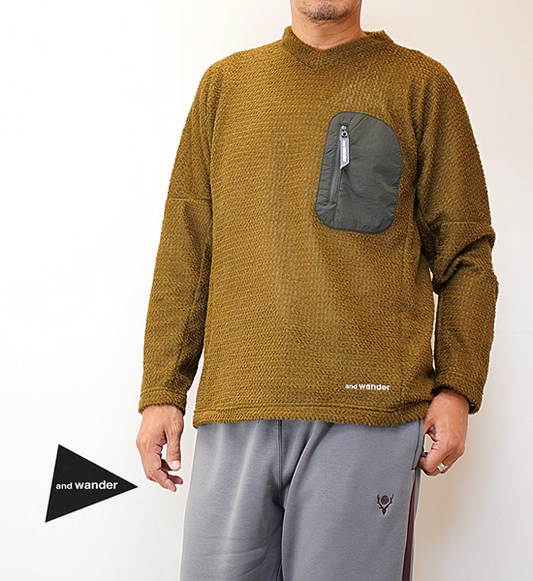 ★30%off 【and wander】アンドワンダー men's alpha direct pullover "2Color"