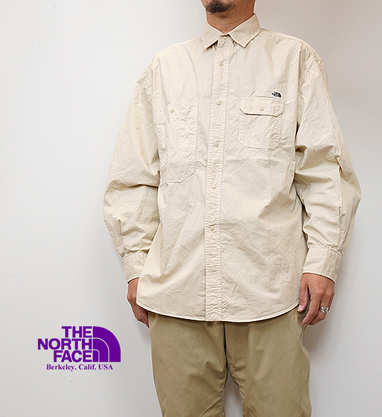 【THE NORTH FACE PURPLE LABEL】ノースフェイスパープルレーベル men's Lightweight Twill Big Work Shirt "Sand Beige"