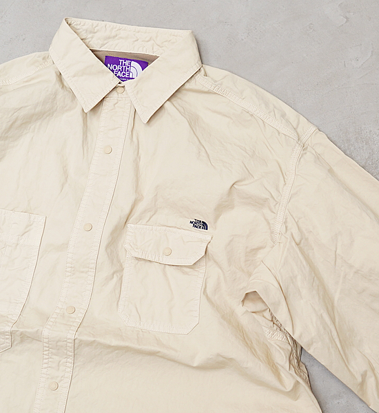 【THE NORTH FACE PURPLE LABEL】ノースフェイスパープルレーベル men's Lightweight Twill Big Work Shirt "Sand Beige"