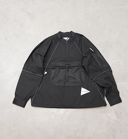 【and wander】アンドワンダー men's breath rip pullover jacket "Black"