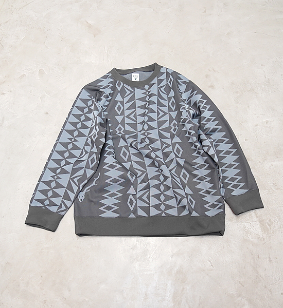 【South2 West8】サウスツーウエストエイト Crew Neck Sweat Shirt - Poly Jq./Native S&T "Charcoal"