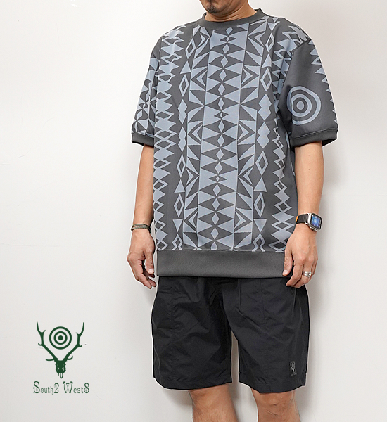 【South2 West8】サウスツーウエストエイト S/S Crew Neck Sweat Shirt-Poly Jq./Native S&T "Charcoal"