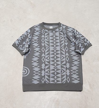 【South2 West8】サウスツーウエストエイト S/S Crew Neck Sweat Shirt-Poly Jq./Native S&T "Charcoal"