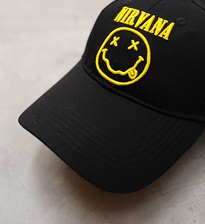 【MUSIC TEE】Nirvana Logo＆Smiley Cap "Black"