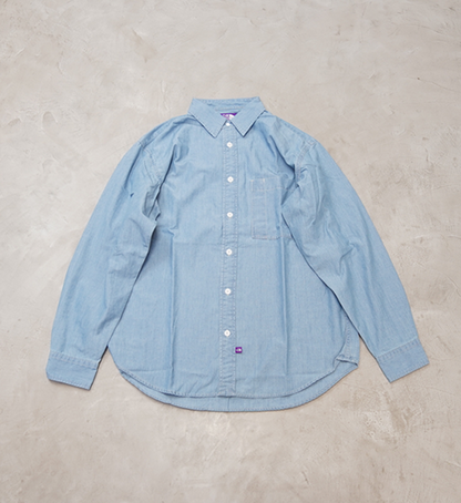 【THE NORTH FACE PURPLE LABEL】ノースフェイスパープルレーベル men's Regular Collar Chambray Field Shirt "Indigo Blue"